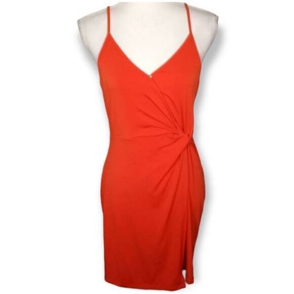 BCBGENERATIONS ORANGE TWIST WRAP SURPLICE DRESS SZ.S EUC. - Picture 2 of 9